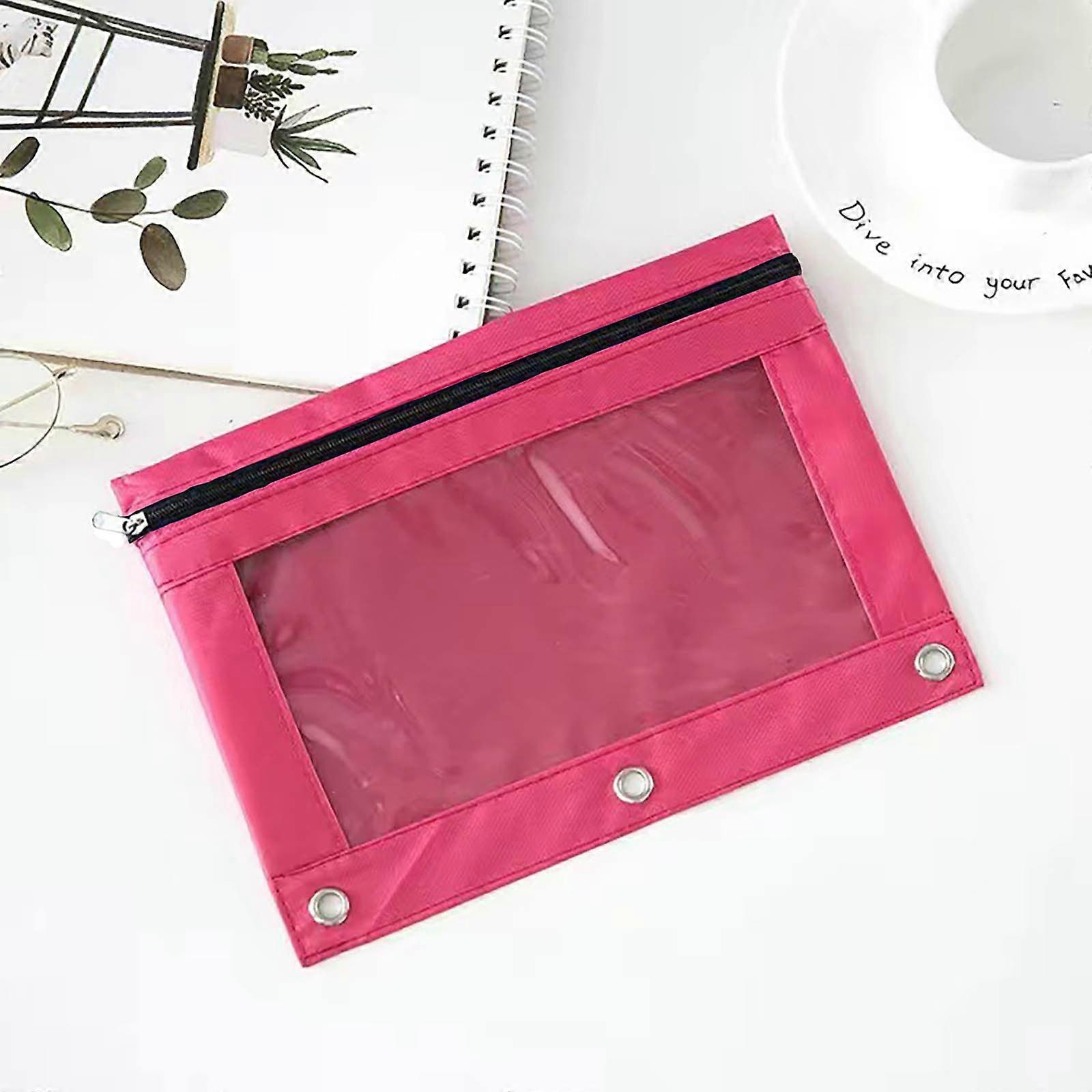 ZKCCNUK 3-Hole Pencil Case, Transparent PVC, Single Zipper, Large Capacity, Portable, Compatible with Office School Supplies