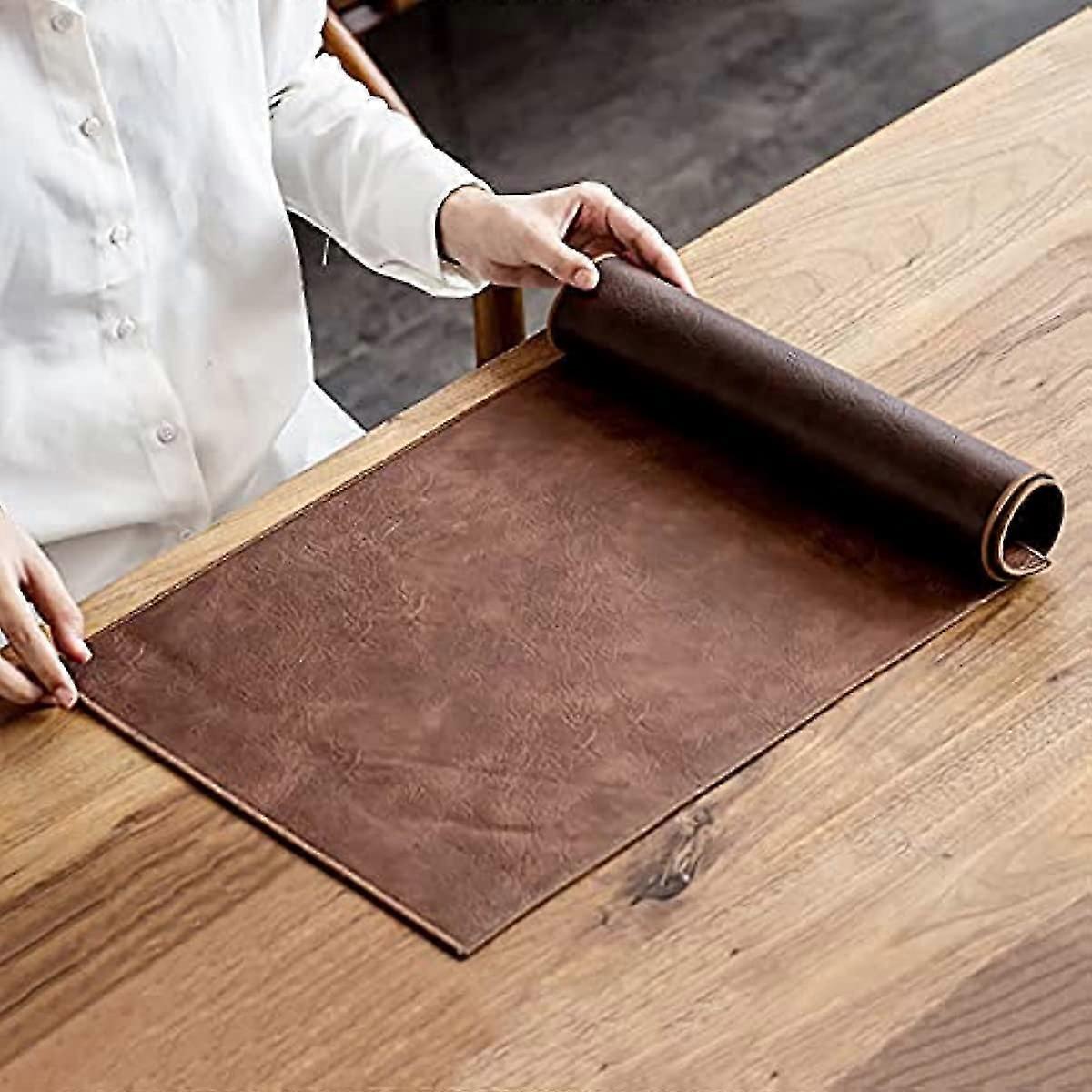 Vintage Leather Table Runner And Placemats impermeabile resistente al calore Tappetini da caffè lavabili Party Kitchen Dining Table Decor (colore: ...