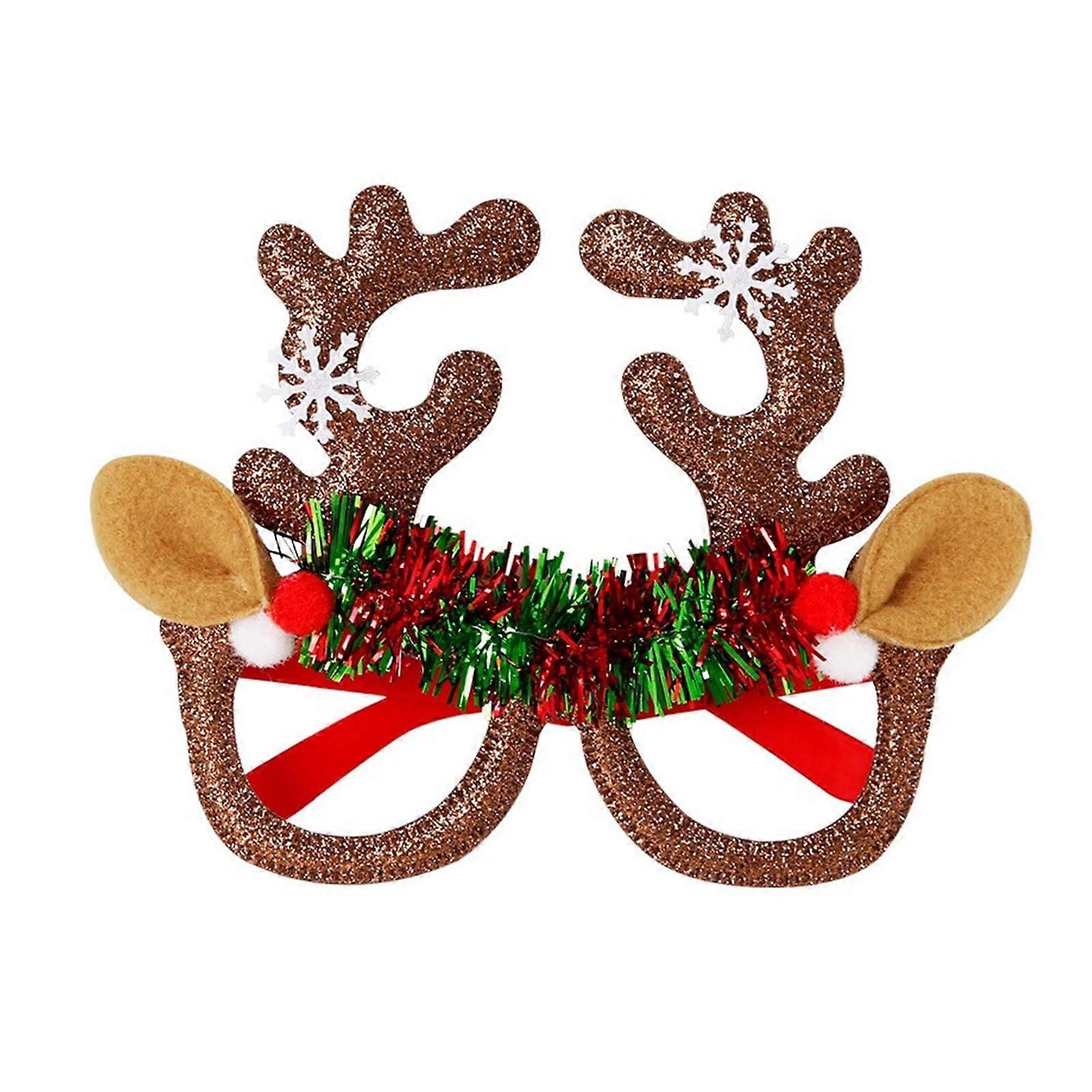 Christmas Party Glasses with Snowflake and Brown Antler Design for Adults Reusable