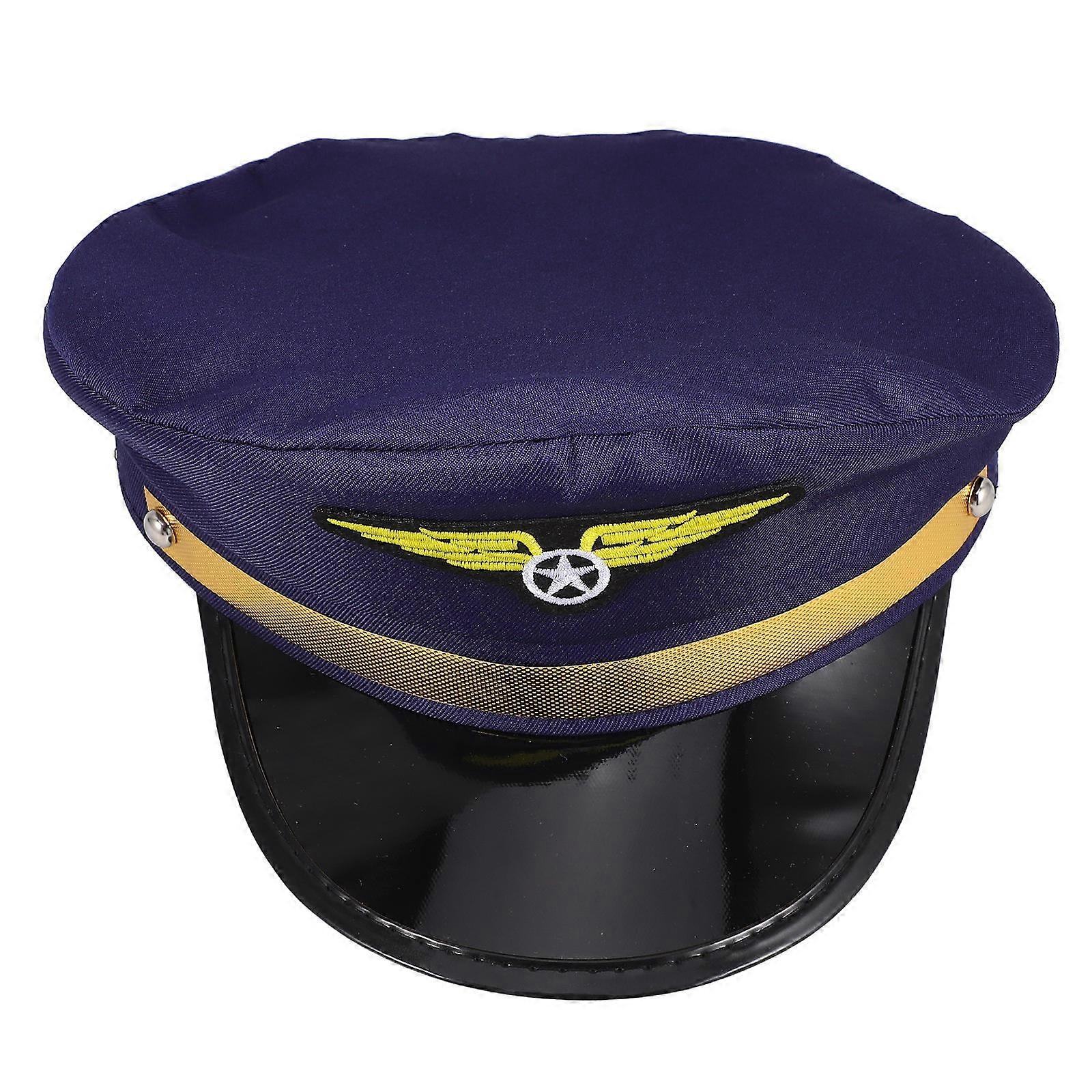 Airline Pilot Cap Hat for Adults Adjustable for Cosplay Performances