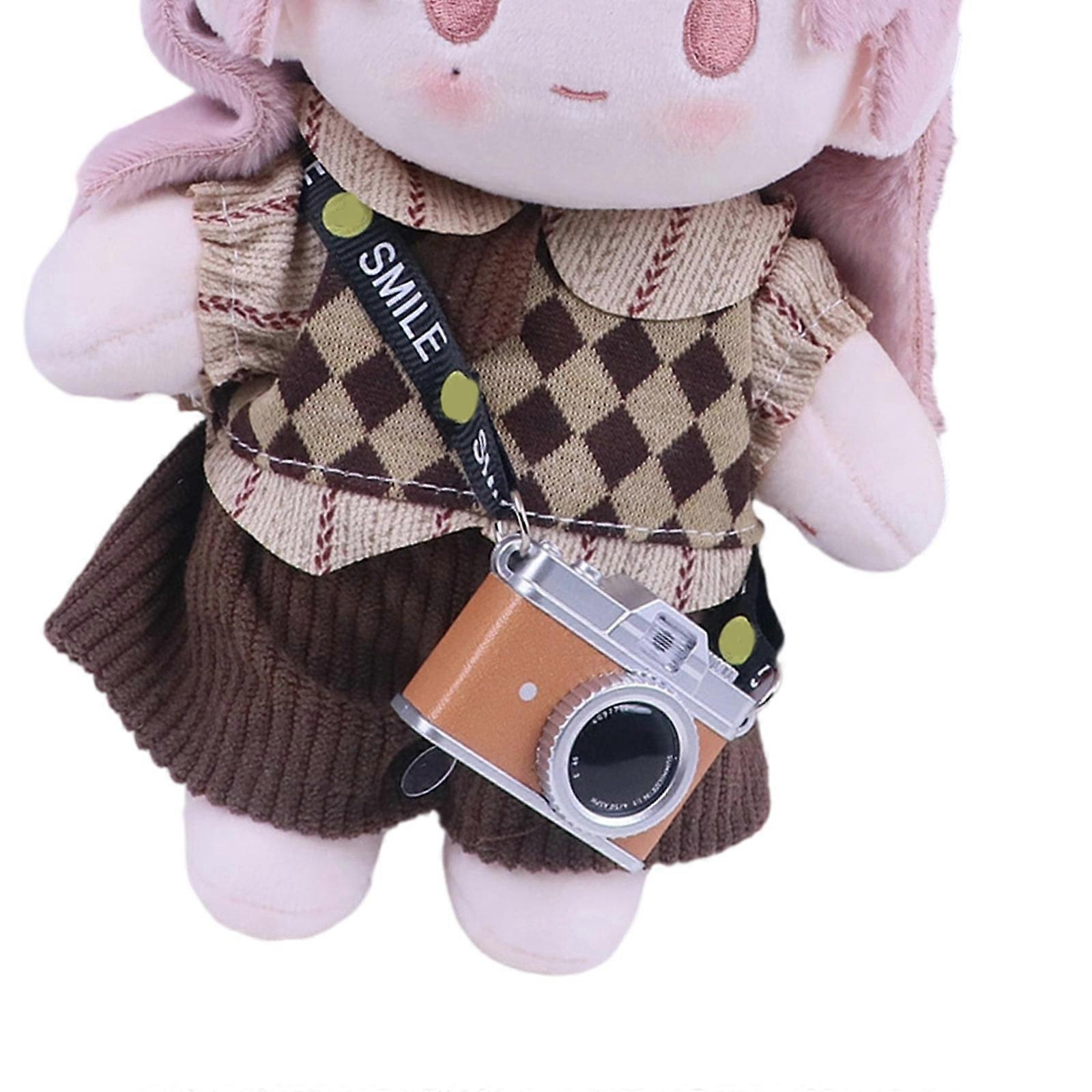 Smiling Face Camera Keychain 38CM Rope LED Light Sound Module Safe Design For Children Gifting  Yellow