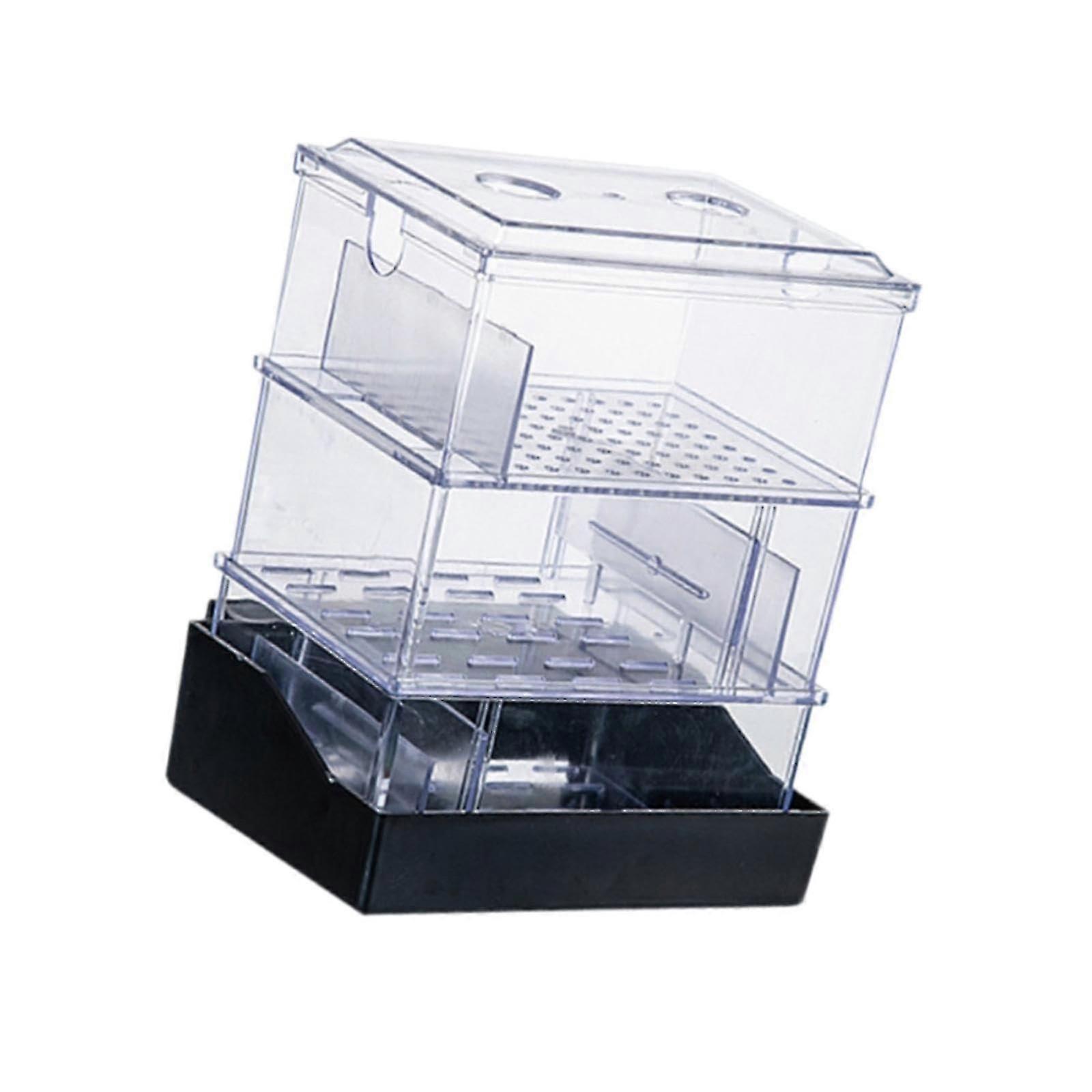 Overflow Box for Aquariums Hang-On Filter 2-Layer Quiet Filtration System with Drawer Drip Tray and Transparent Design