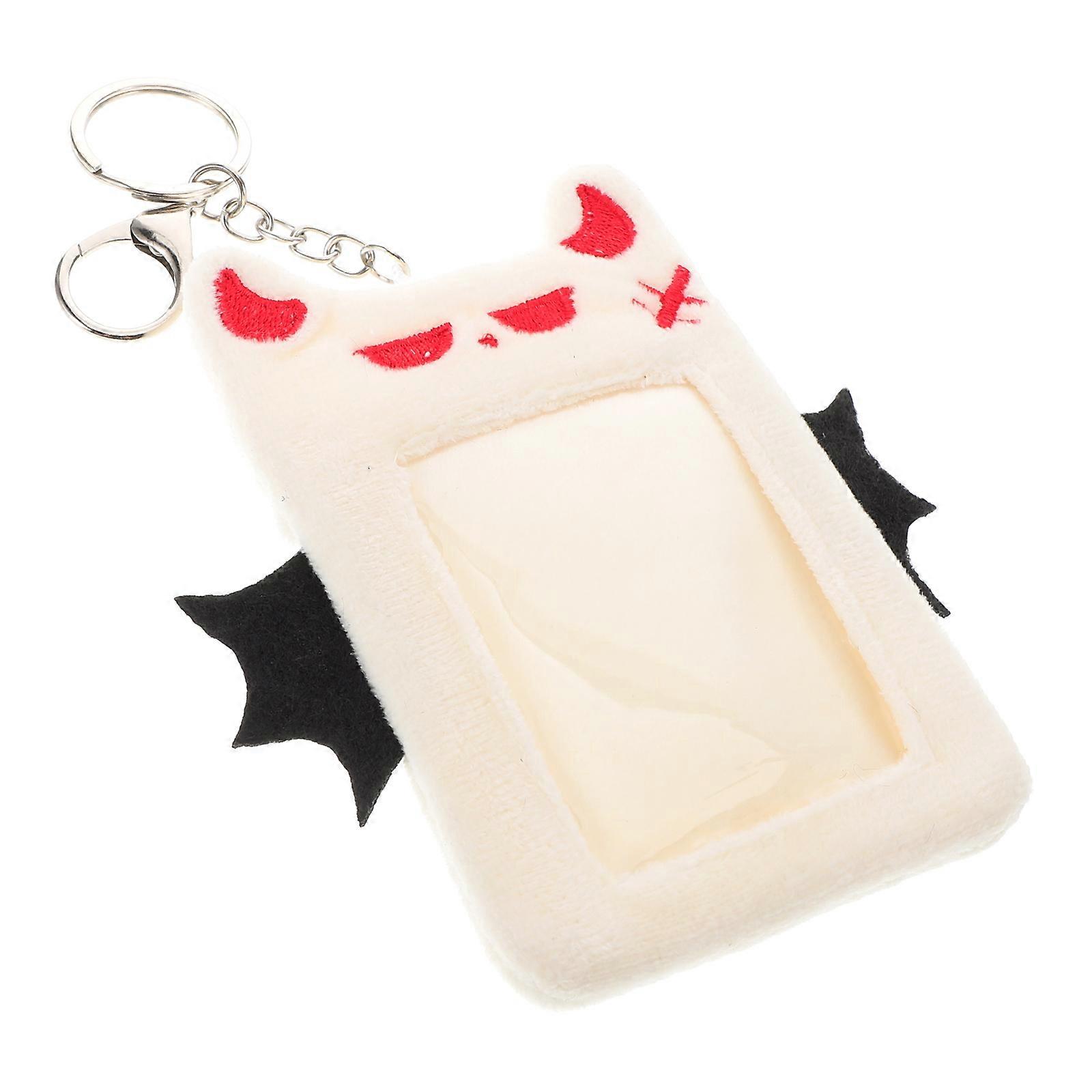 Plush Photocard Holder Keychain with Wings for Students Keychain
