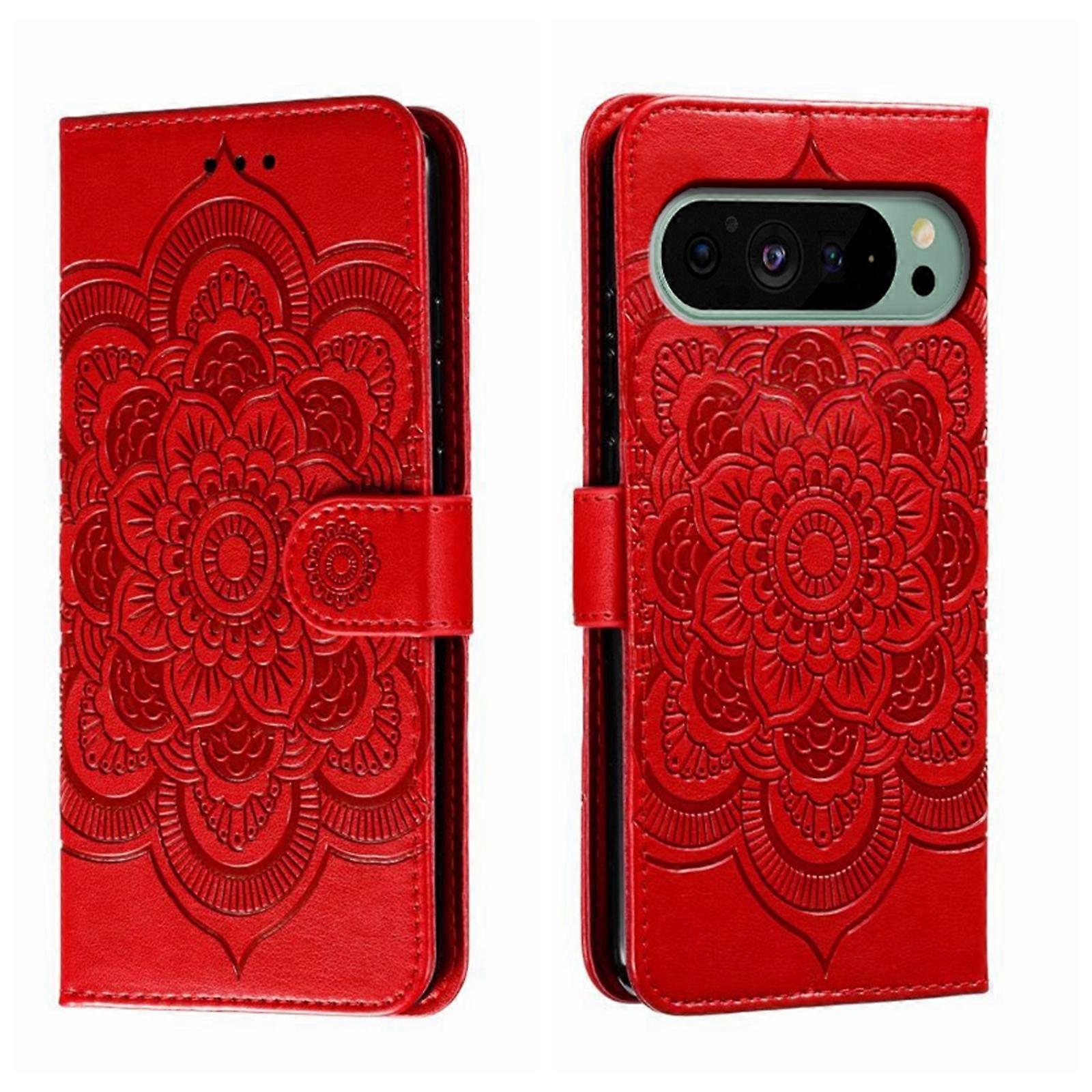 Sun Mandala Embossing Pattern Phone Leather Case