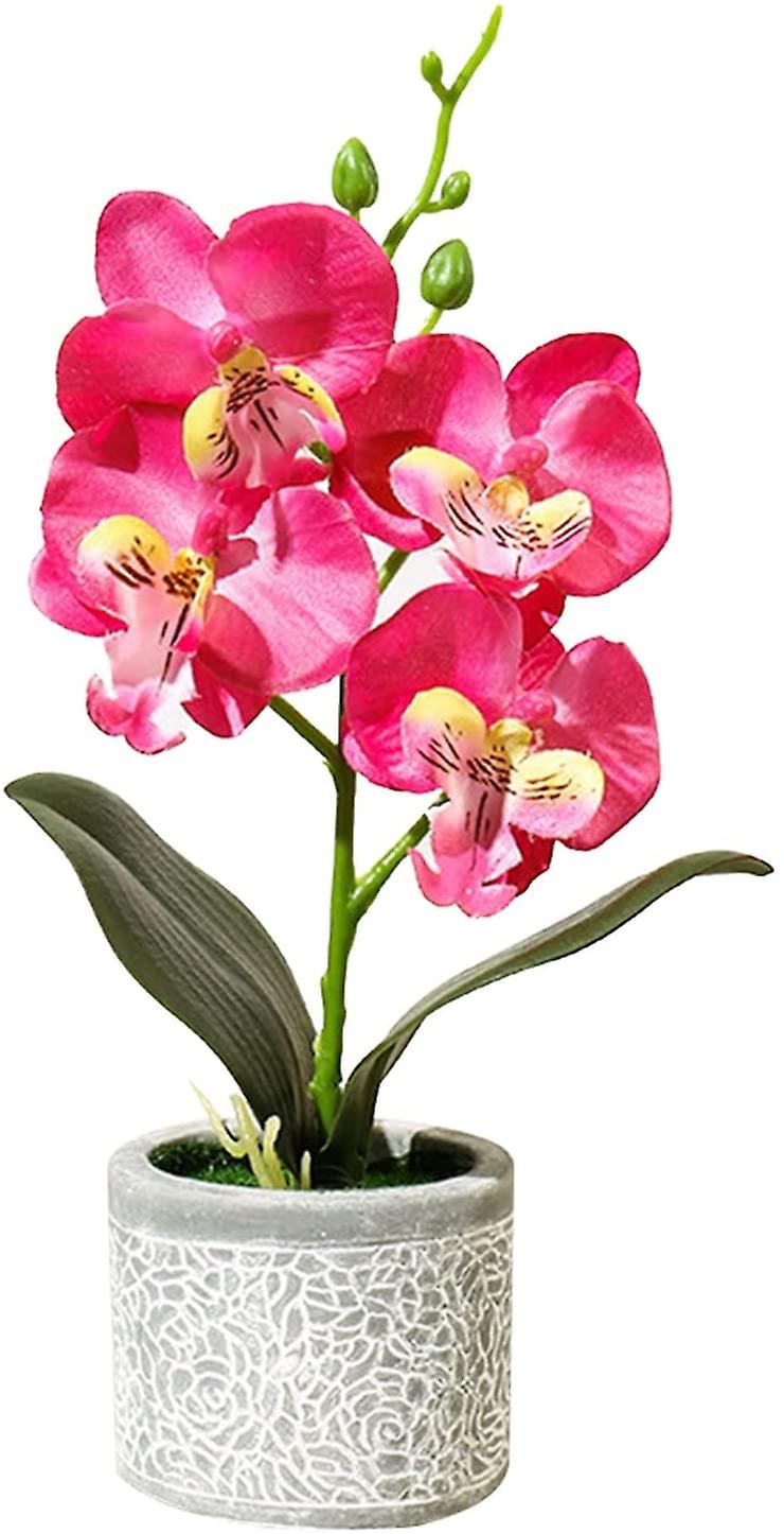 1pc Fiore artificiale Farfalla Orchidea Cemento Vaso Bonsai Casa Giardino Party Decor Home Decor-rosso