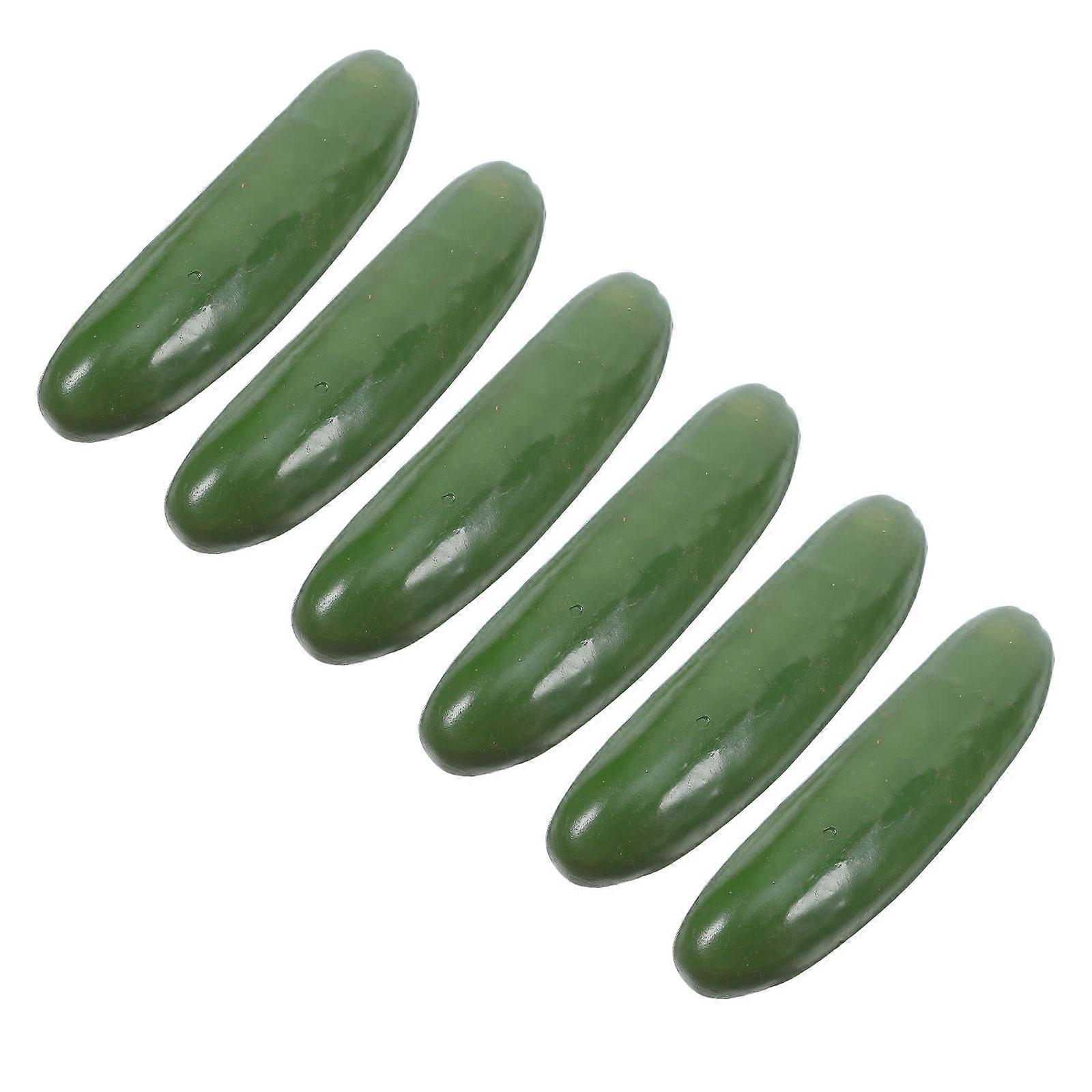 Green Plastic Cucumber Artificial Vegetables for Playing 6Pcs Set