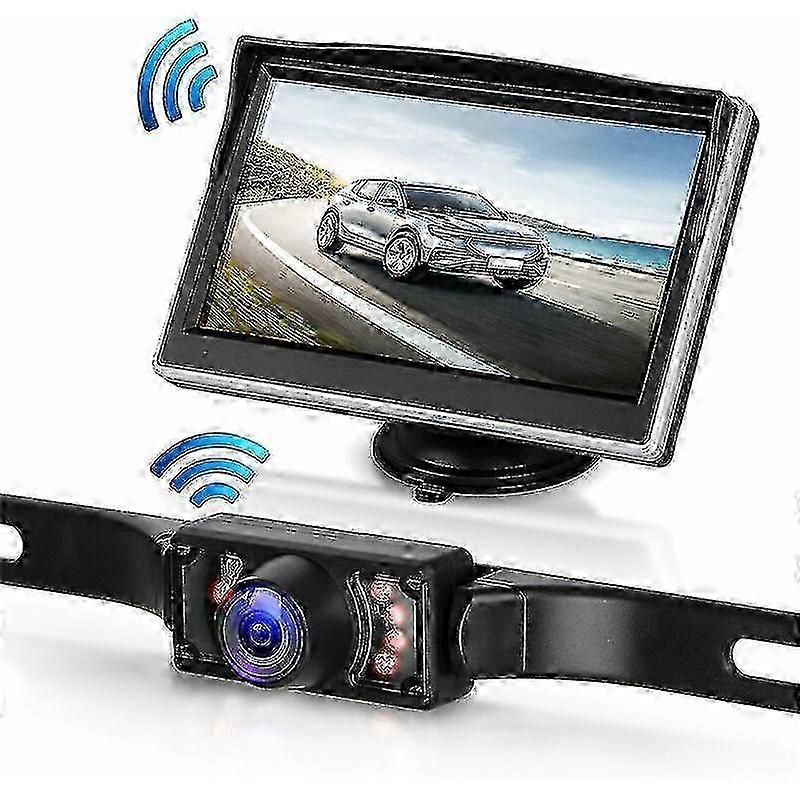 2025 Wireless Rear View Camera, 5 Inch Rear View Camera Monitoring System, 7 Infrared Led Parking Cameras With Super Night Vision