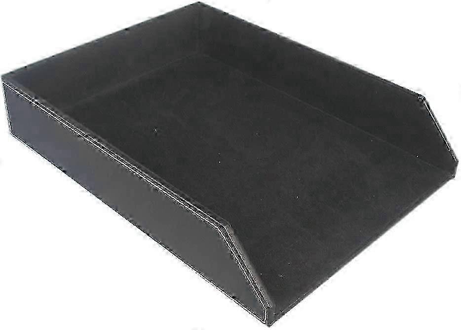 Desk File Holder for A4 Documents, Black Leather Mail Organizer