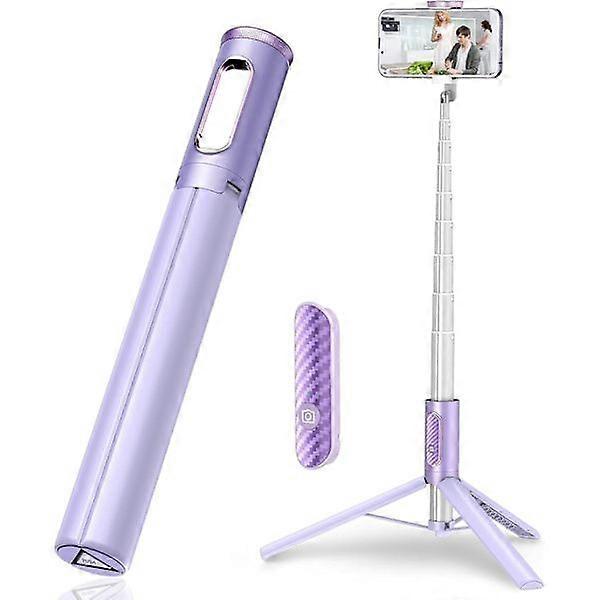 153cm Mobile Phone Selfie Stick Tripod, Upgraded 360 Rotating Retractable Mobile Tripod, Purple
