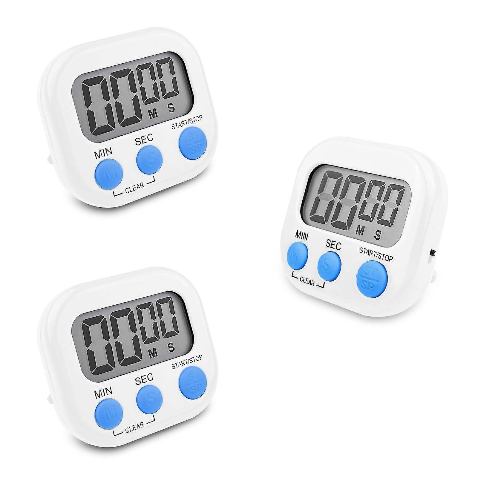Magnetic Kitchen Timer from Pieces, Stopwatch with Large LCD Display, Countdown Timer for Cooking (White)