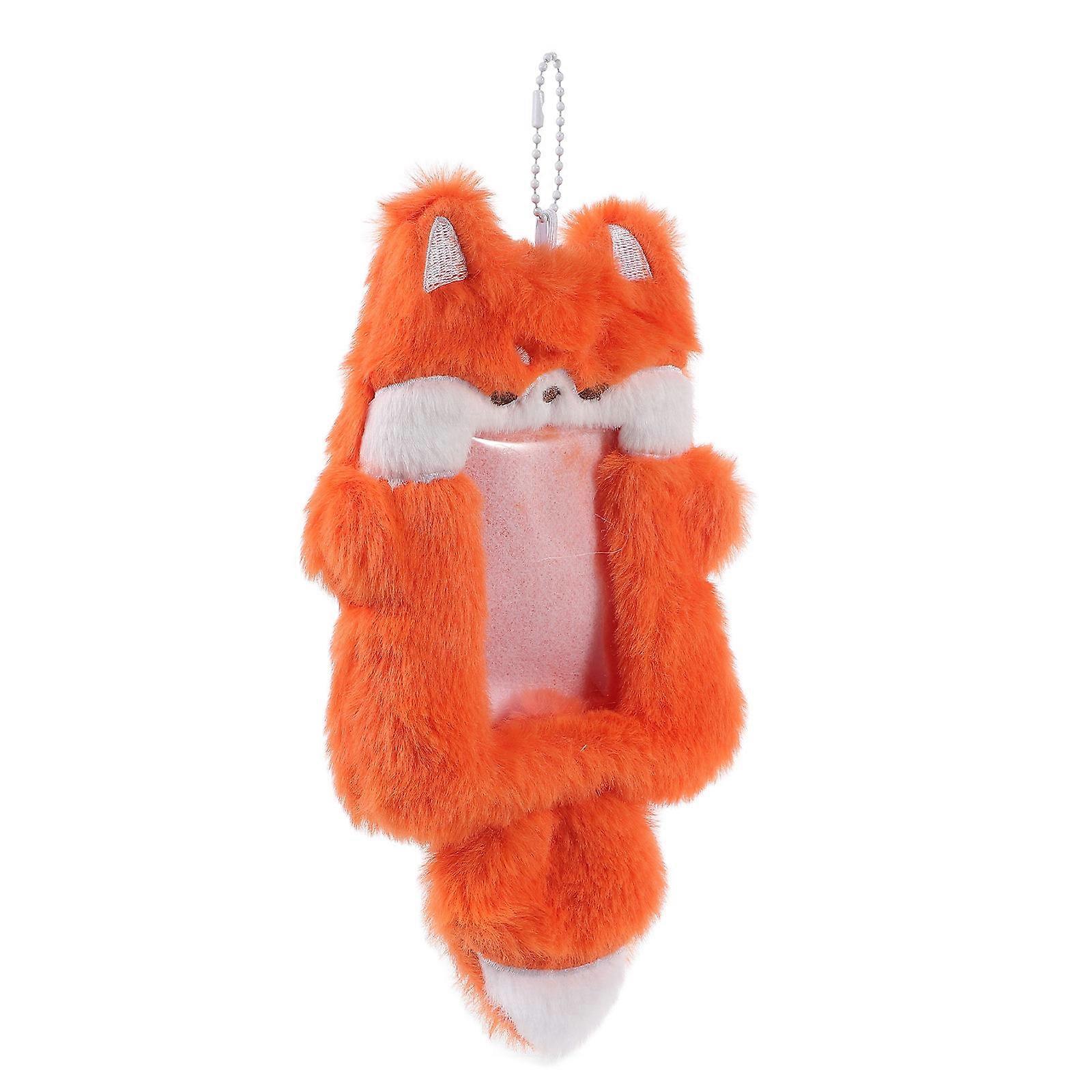 Orange Plush Animal Card Holder for Office Use Featuring Soft Material