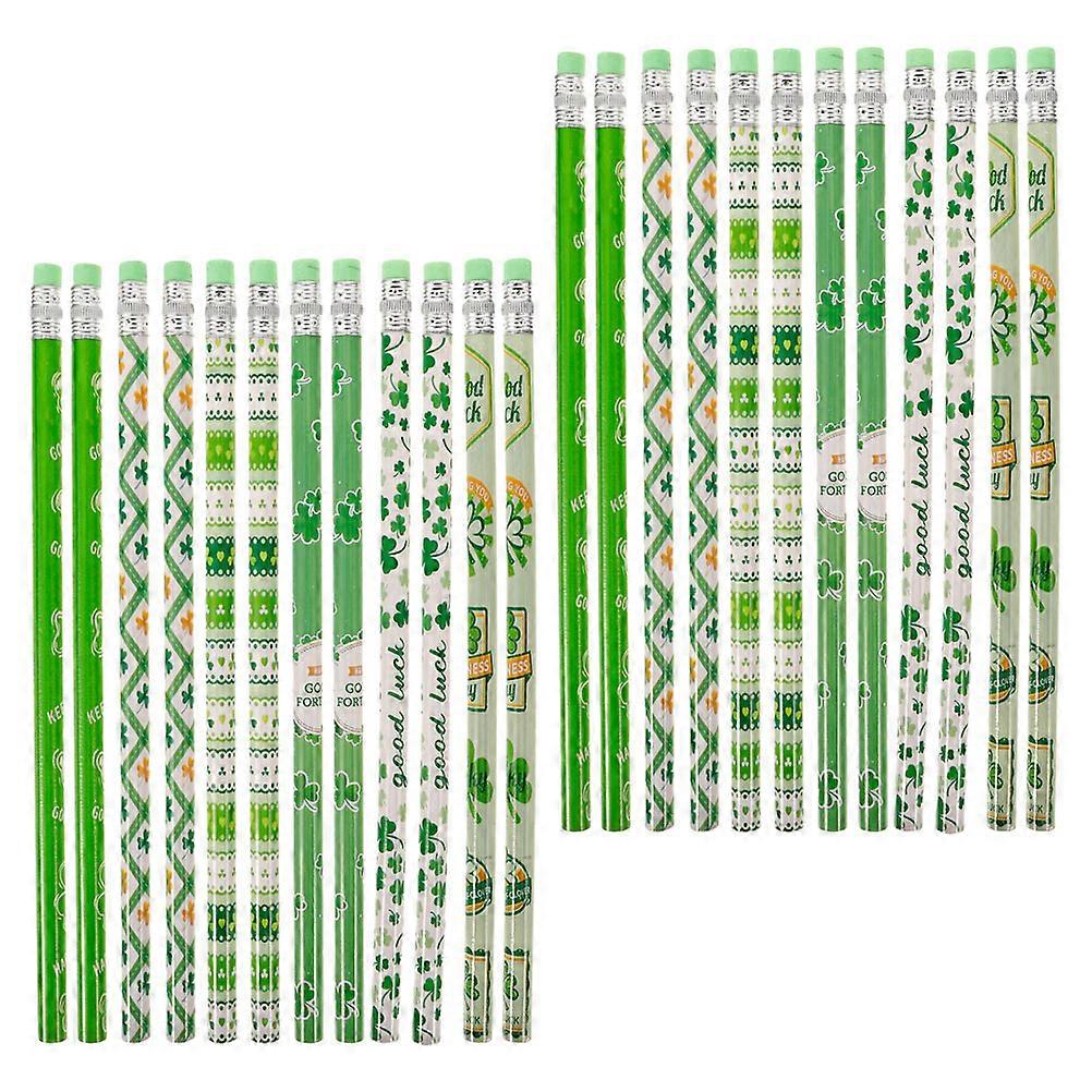 St. Patrick's Day Designed Pencils for Daily Use Assorted Color 24 Pack Wood Pencils