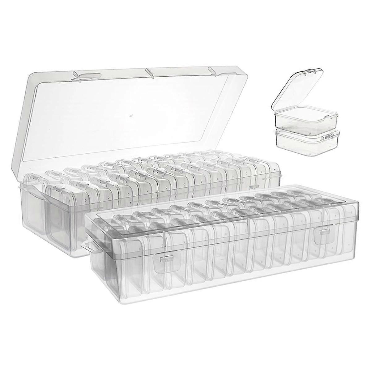 Bead Storage Containers, 48 Small Clear Bead Organizer Box 2 sets