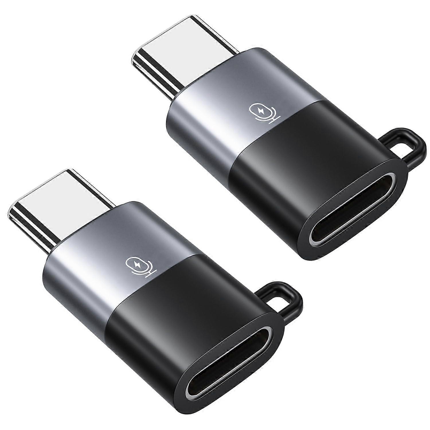 2 Pack USB C Lavalier Microphone Adapter, Type C Mic Converter for iPhone 16/15, iPad Pro Air, Charge While Recording, Black and Grey
