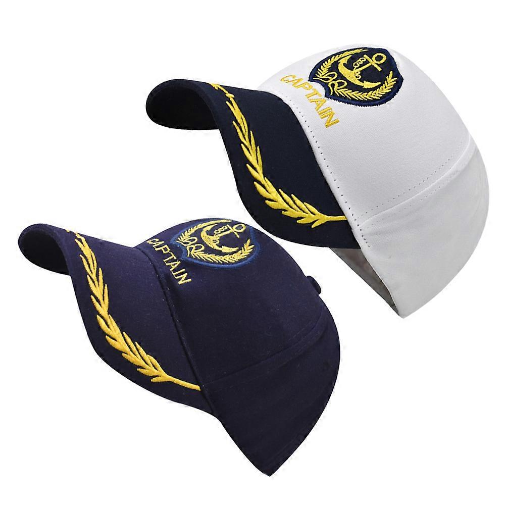 Stylish Navy Captain Hat for Decoration 2Pcs Breathable Baseball Cap