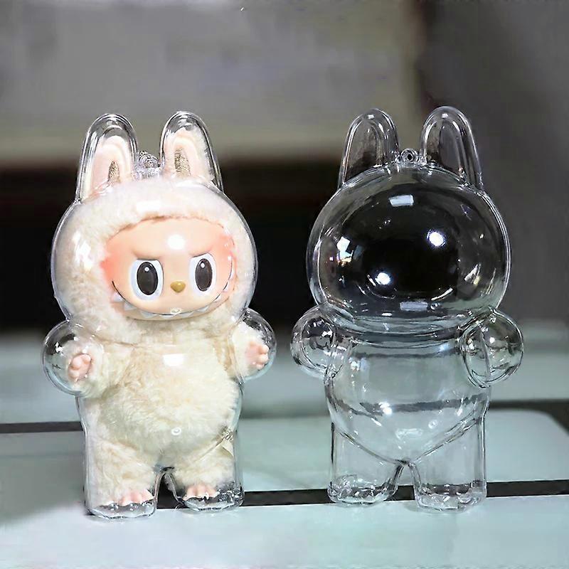 For LABUBU V1 V2 V3 Transparent Protective Shell Macaron Standing Protective Cover Dust Cover Doll For Labubu Protector Case