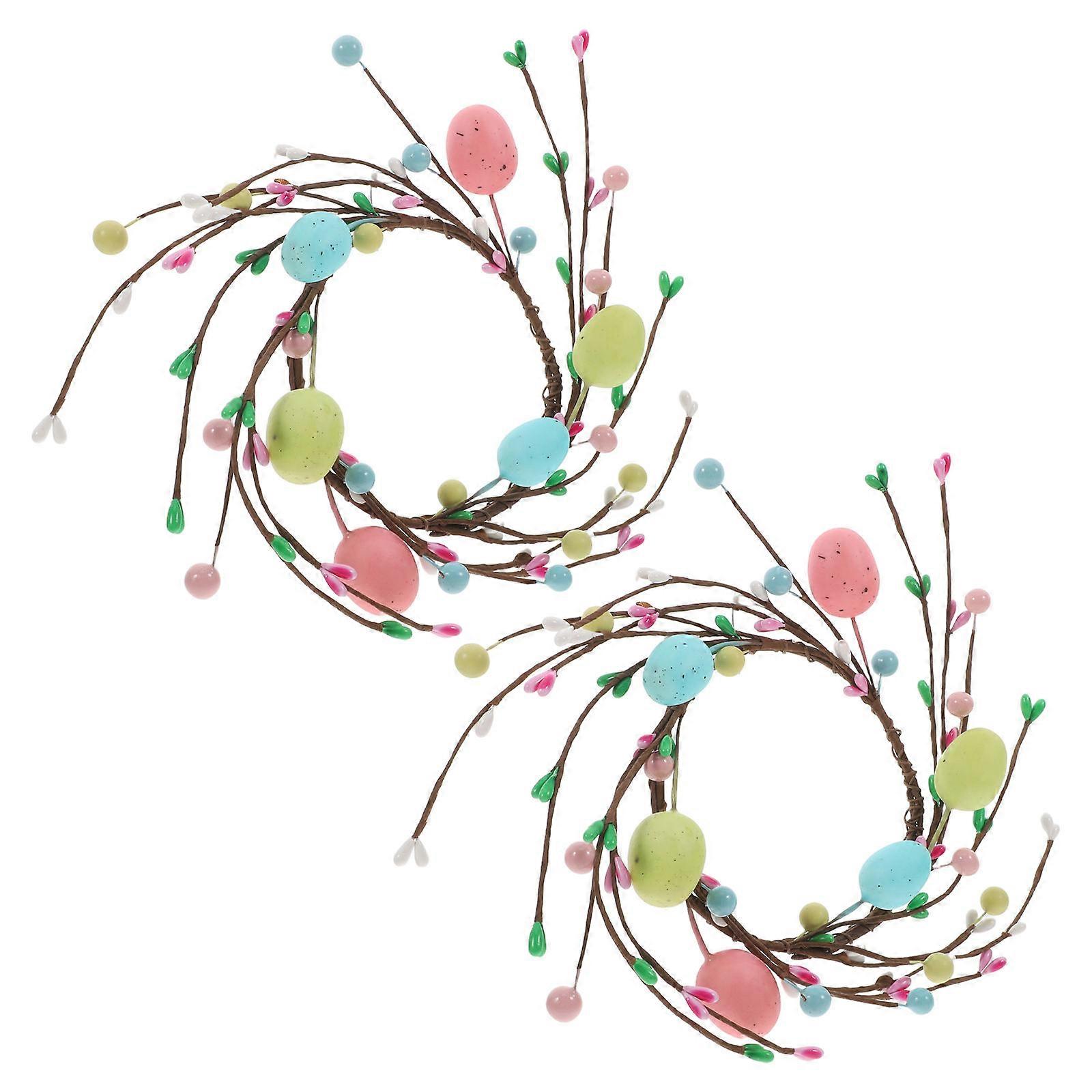 Spring Easter Candle Wreath for Table Decor 2Pcs Artificial Candle Rings