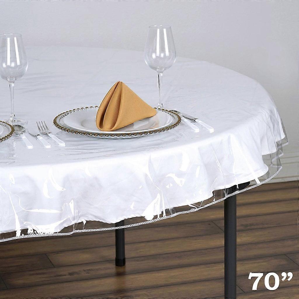BalsaCircle 70" Clear Plastic Vinyl Tablecloth Waterproof Wipeable Protector Cover Tables