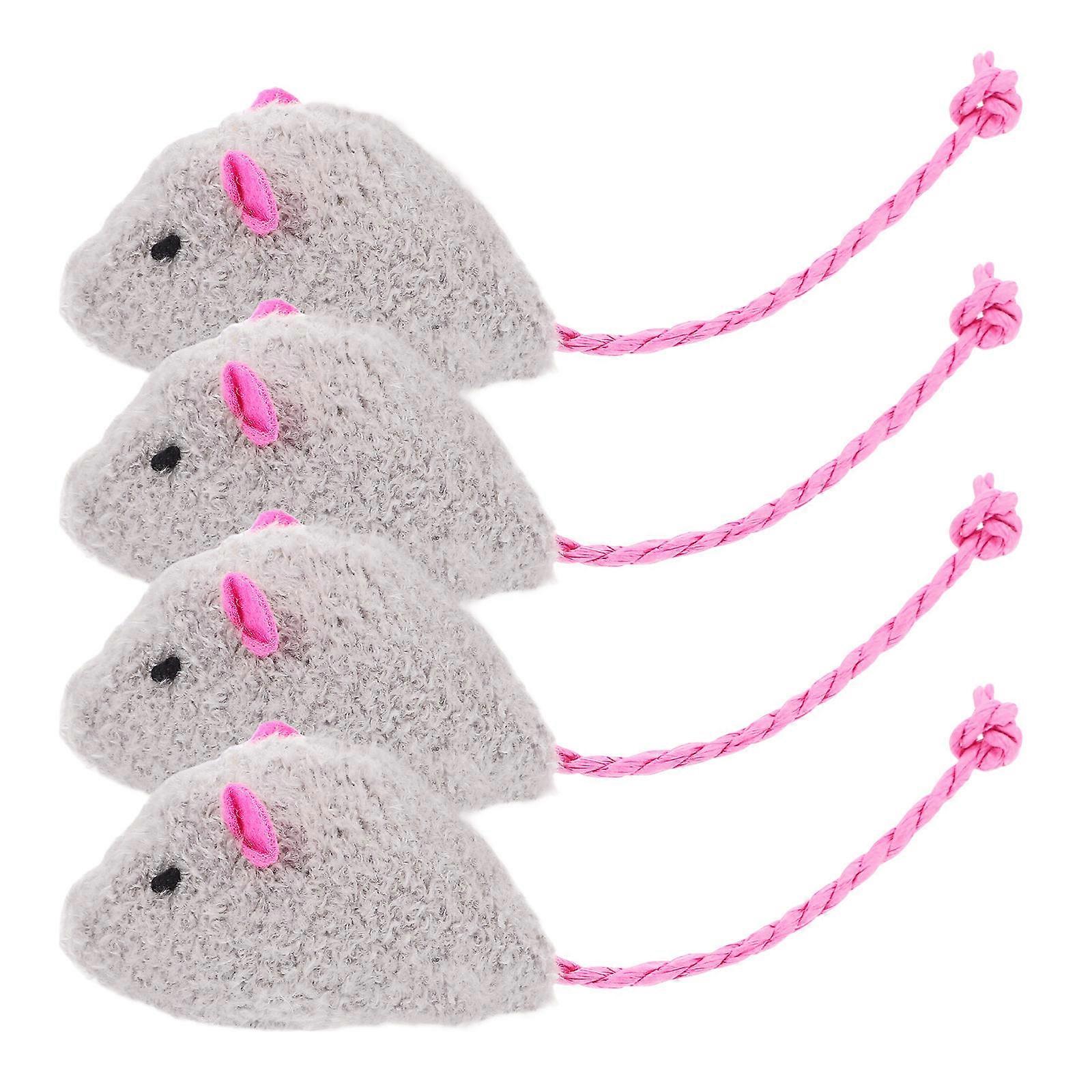 Realistic Plush Mouse Toy for Cats Interactive Play 4Pcs Pack