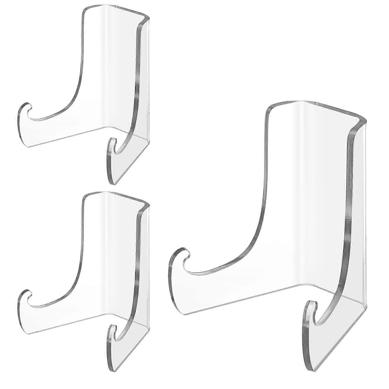 3 Pack Acrylic Display Stands Clear Easel with FlatBack Design for Plates Photos and Collectibles