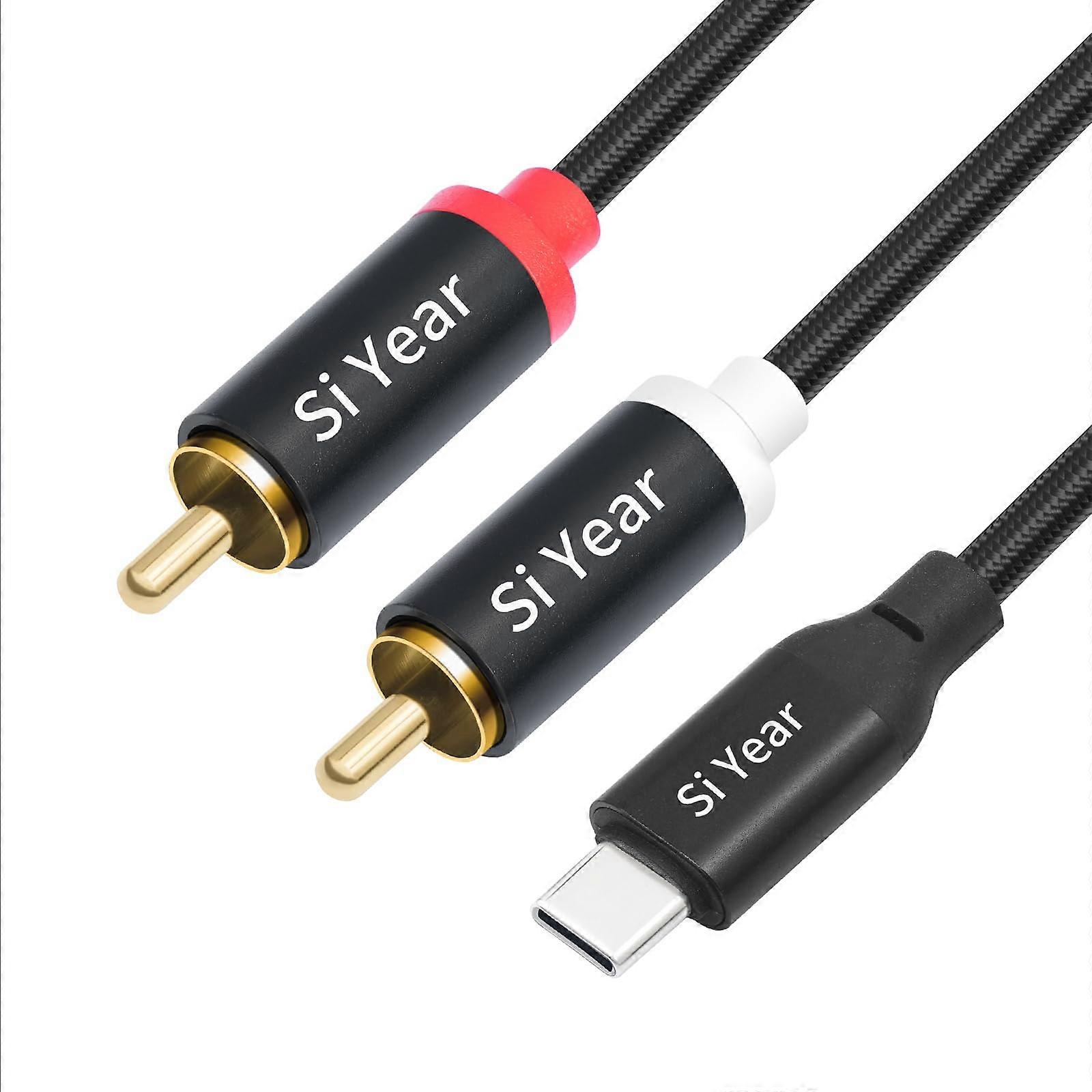 USB C to Dual RCA Audio Cable 6.6ft USB Type C To 2RCA Y Splitter Smartphone Tablet Laptop Amplifier Mixer
