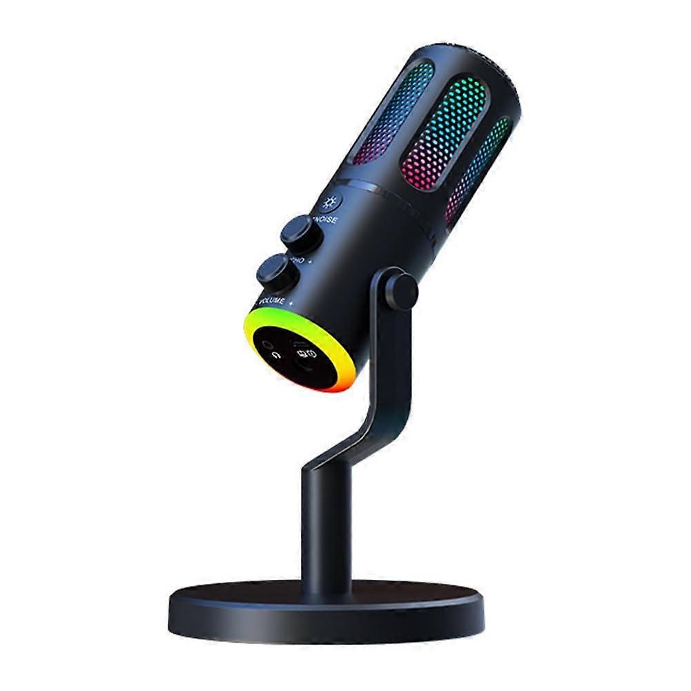 Professional Gaming Microphone With Stand RGB USB Wired Condenser Mic For PC And Laptop Streaming Podcast Karaoke
