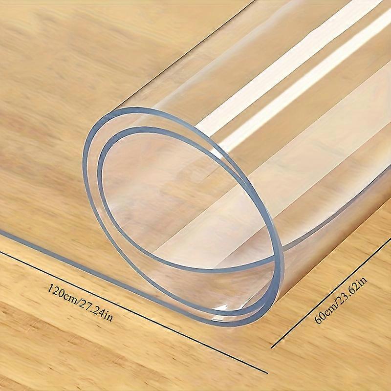 High-end Transparent PVC Tablecloth, Rectangular, for Office & Dining Tables, All Seasons, Machine Washable, 24x48 Inches
