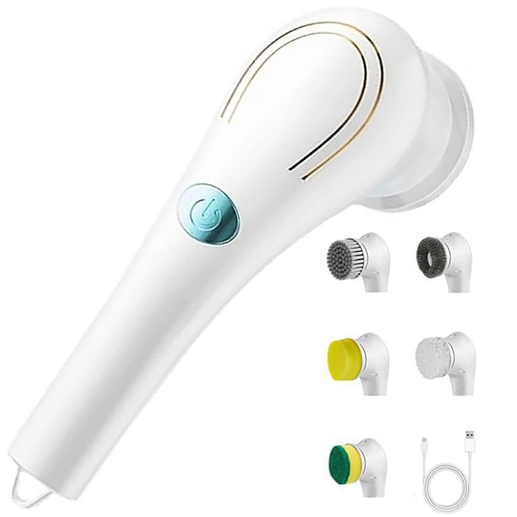 Electric Spin Scrubber Cordless Cleaning Brush with 5 Replaceable Heads for Bathroom Kitchen Car