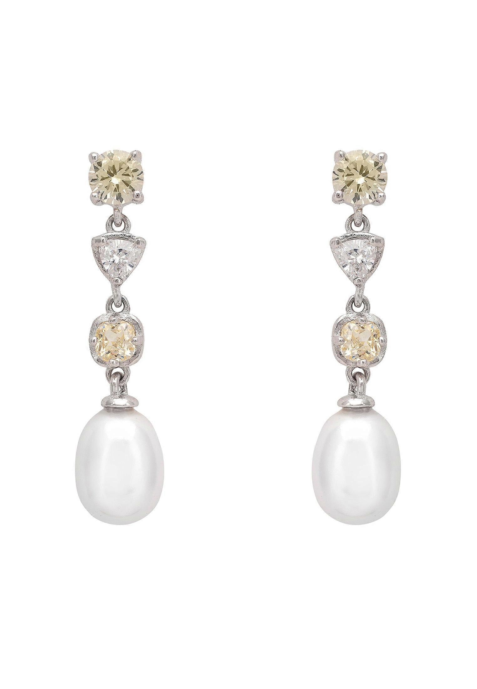 Pearl Whisper Drop Earrings Lemon Topaz Silver