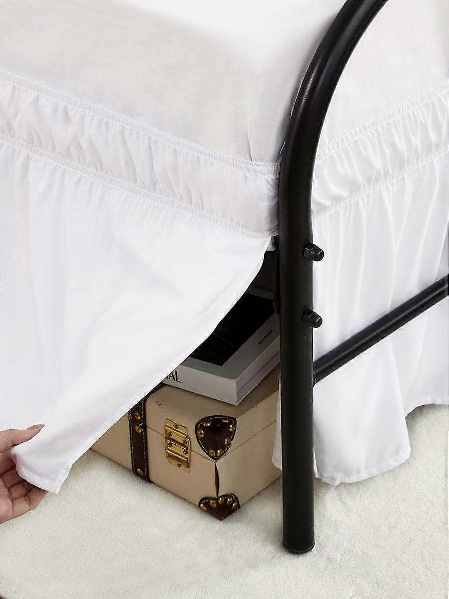 Queen Size Bed Skirt 15 Inch Drop with Split Corners, Wrap Around Dust Ruffle for Adjustable Bed