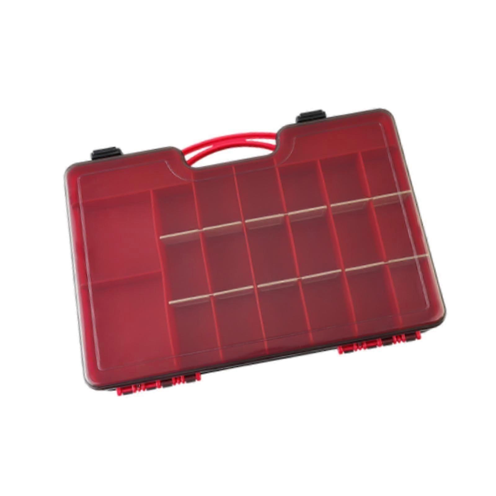 Attacker with removable partitions with handle, doublesided fishing device box, red