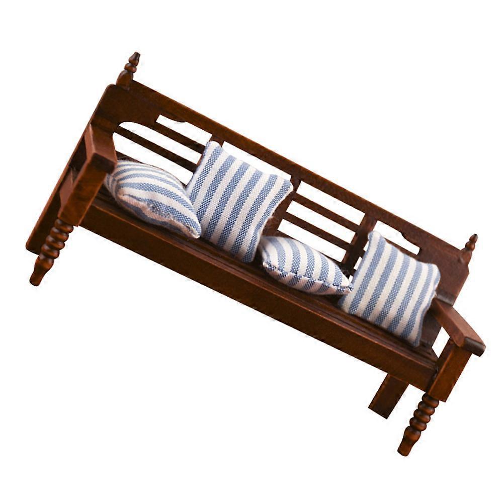 Miniature Bench Couch for Decor 1Set Brown Wood Material
