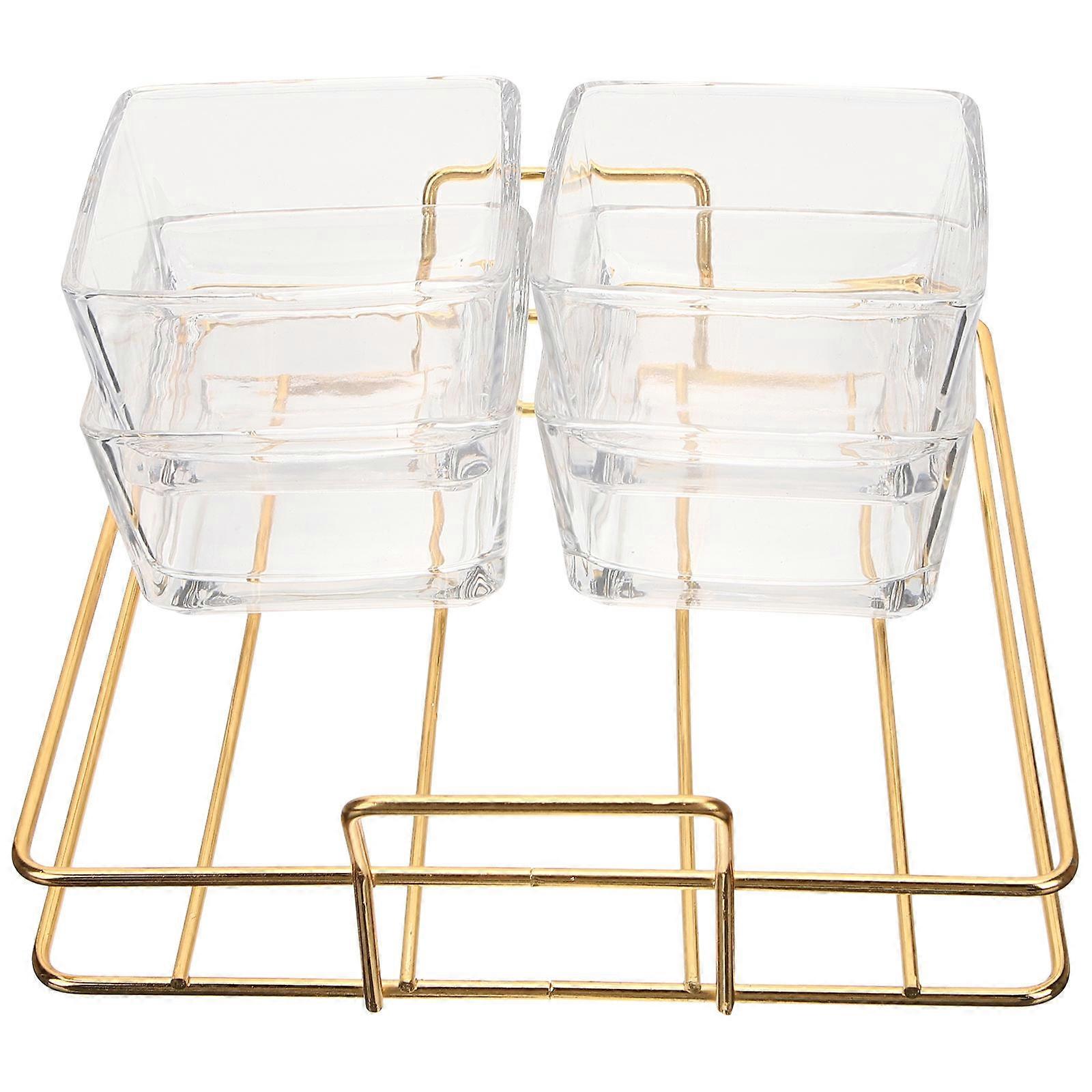 Fruit Tray Divided Serving Tray for Storage Use 1Set Golden Glass Material