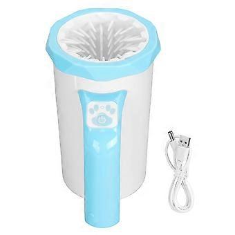 Limpiador automático de patas de perro, potente y recargable, con taza y mango multifunción de silicona en color blanco y negro.