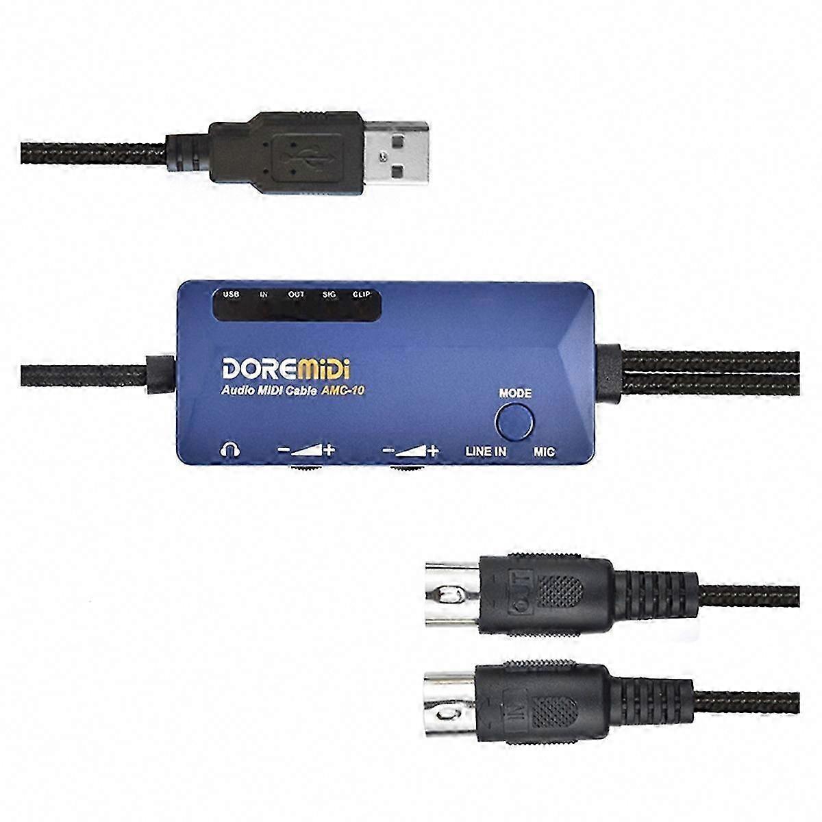-10 USB Audio MIDI Cable Converter: Dual Function Sound Card & MIDI Interface, Plug and Play