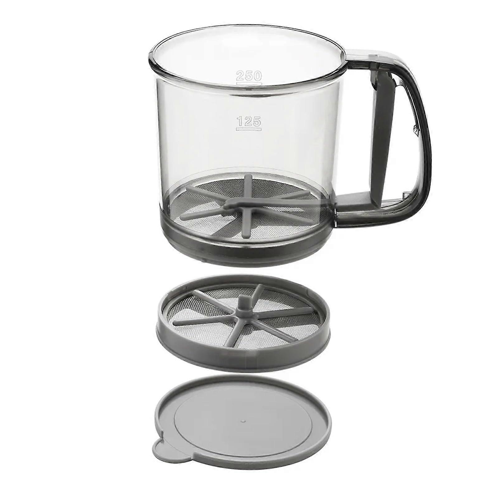 Flour Sifter Hand Press SemiAutomatic Baking Sifter Cup with BuiltIn Measuring Double Set