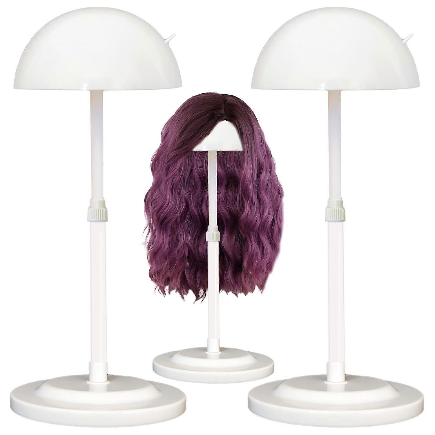 Adjustable Height Wig Stand 2PCS White Plastic Wig Holder with Stable Base for Drying and Display