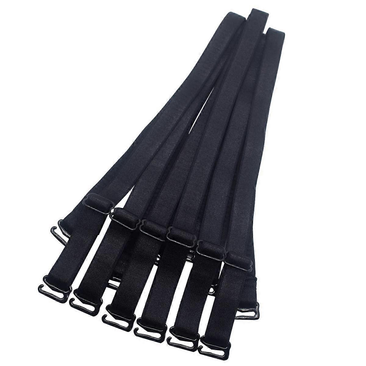 Bra Straps Replacement Adjustable Elastic with Durable Metal Hooks Black 12mm 3 Pairs Pack