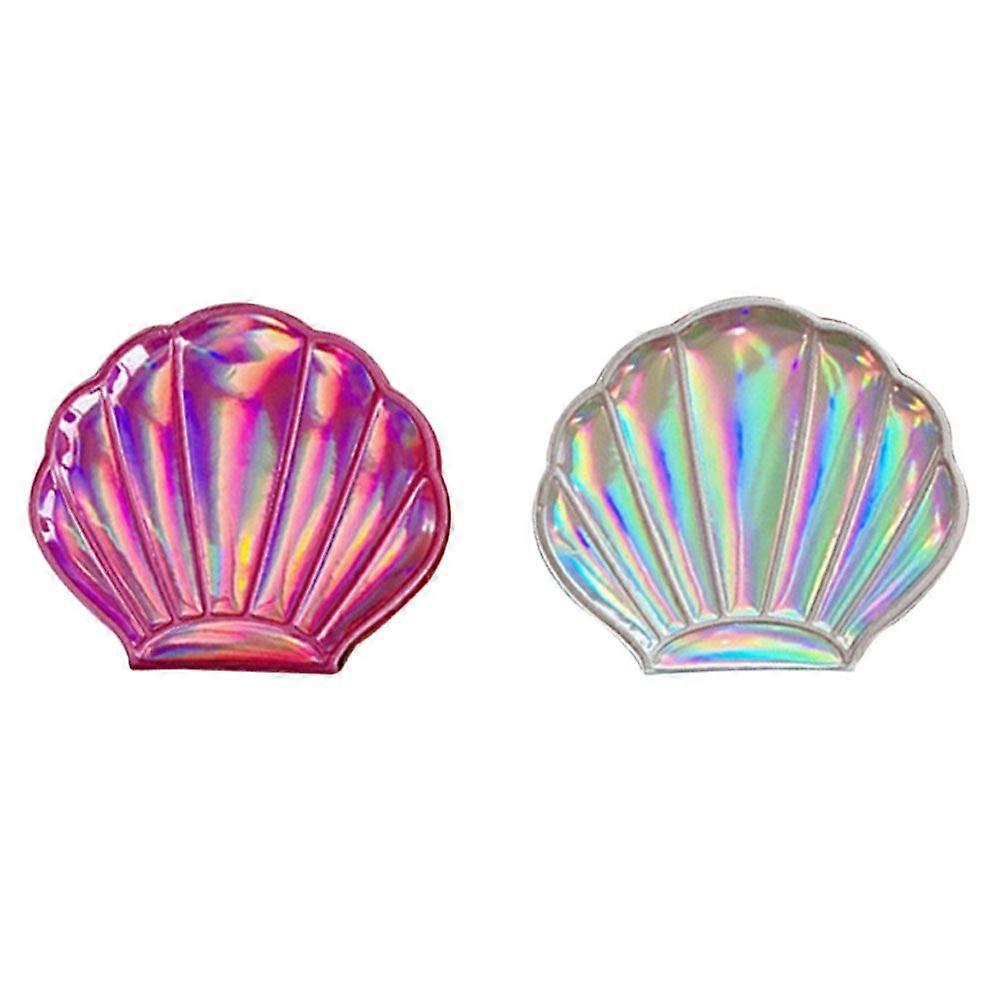 2pcs Shell Shape Foldable Mirror Cosmetic Mirror Compact Mirror Makeup Mirror