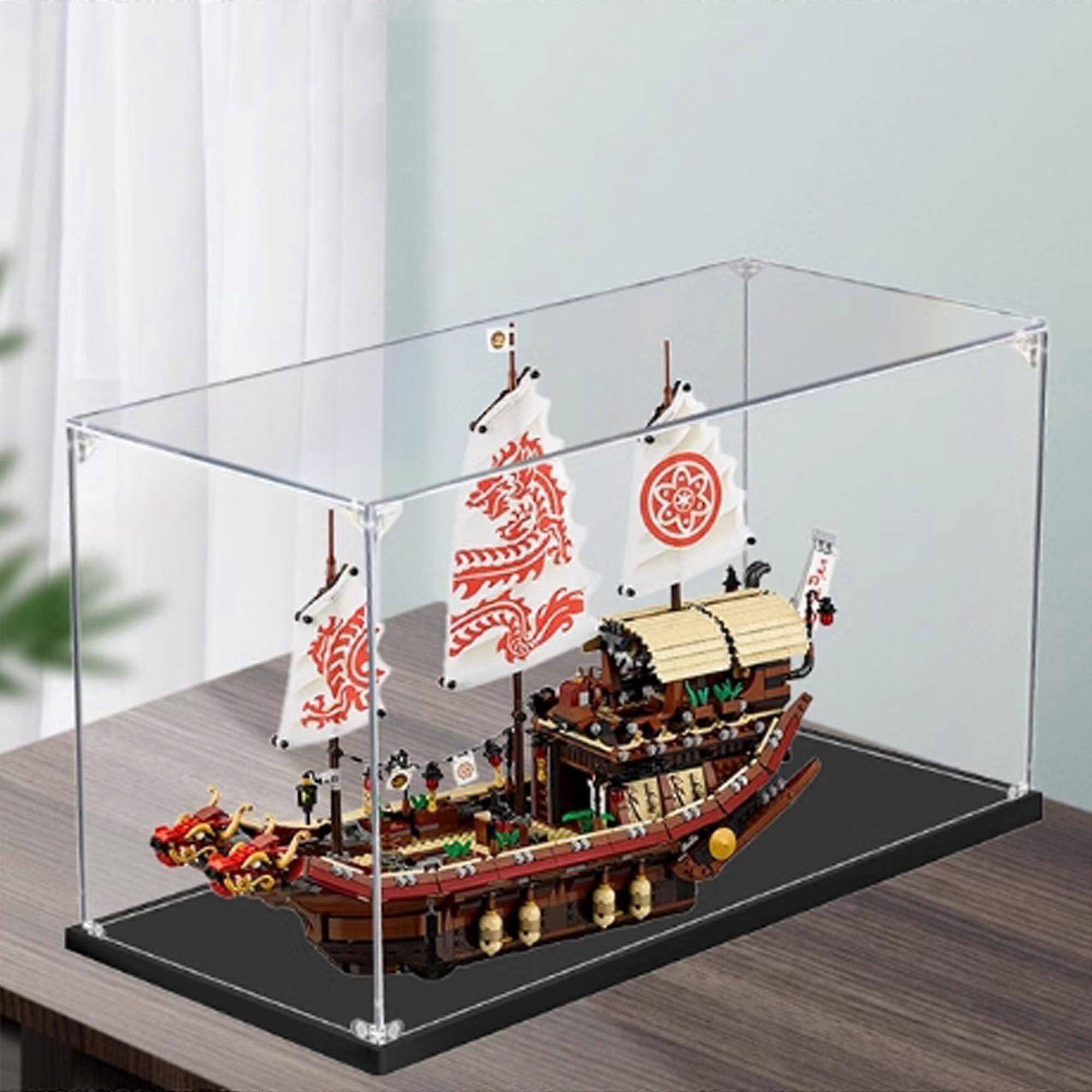 Acrylic Display Case for  70618 Boats, Dustproof Clear Showcase Box with Stable Platform