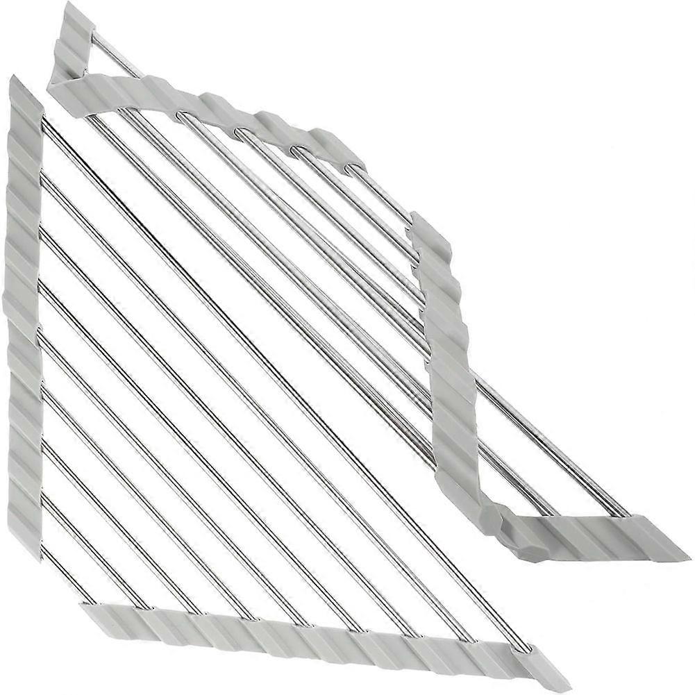 Stainless Steel Kitchen Sink Rack Foldable Triangular Draining Basket Storage Holder for Vegetable and Dish Drainage
