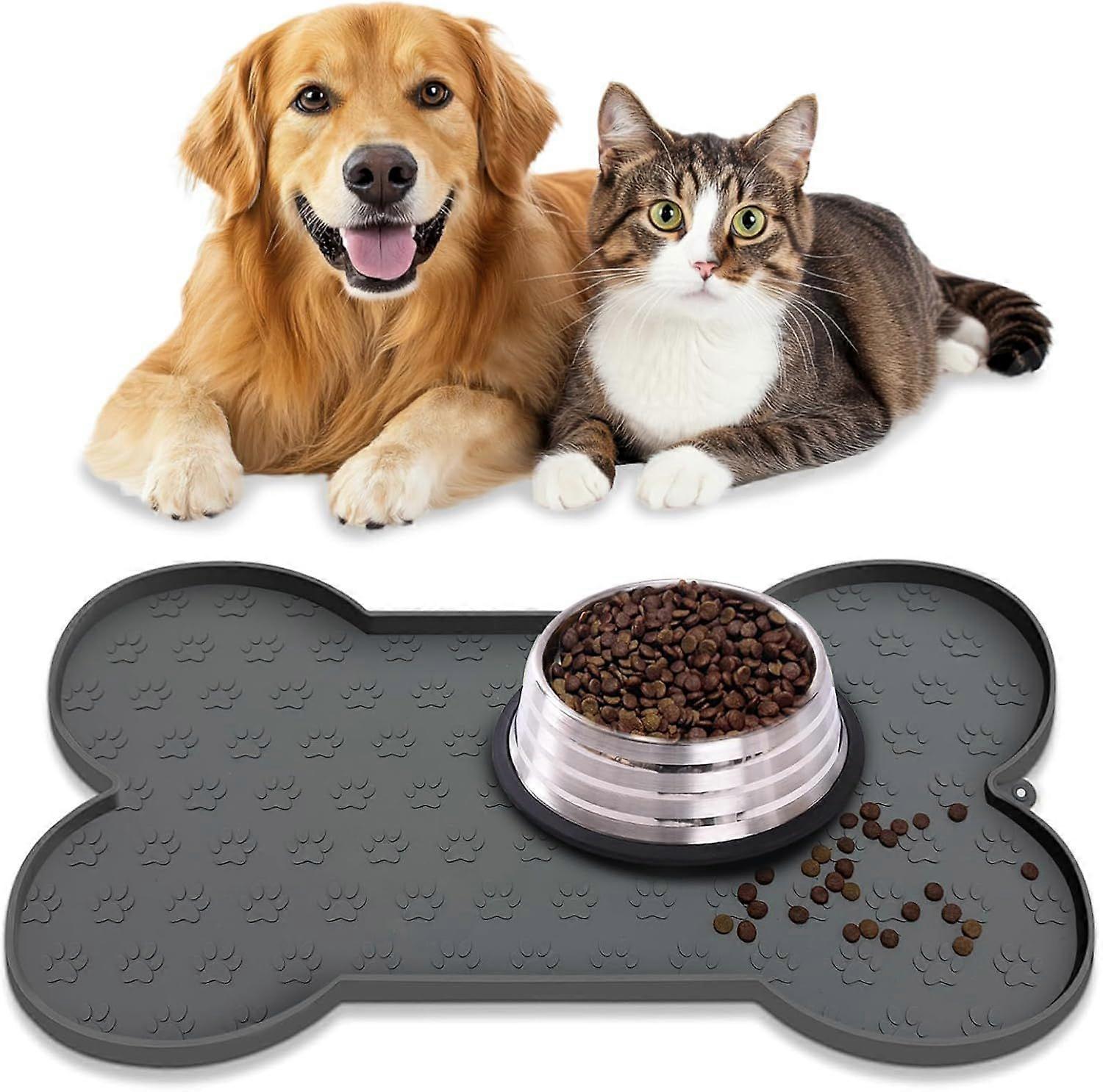 Bone-shaped pet feeding mat (grey)