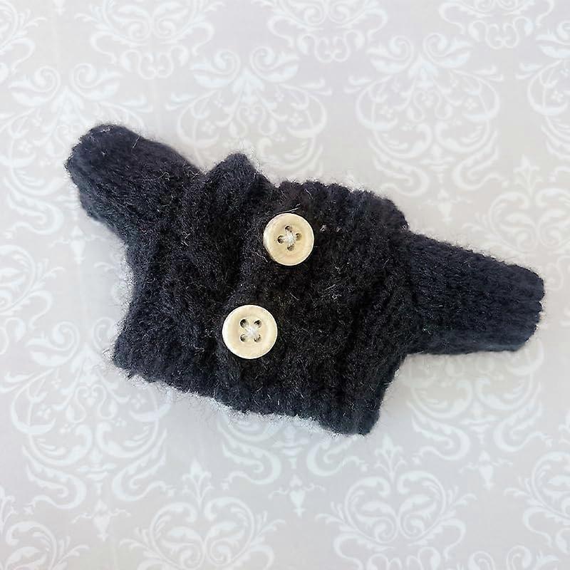 Plush Toy Clothes Cable Knit Buttoned Sweater for Stuffed Animals 1015cm Black