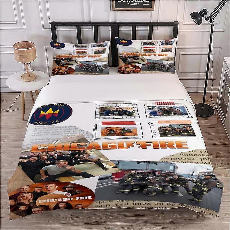 Conjunto de cama com estampa do Chicago Fire, macio e confortável.