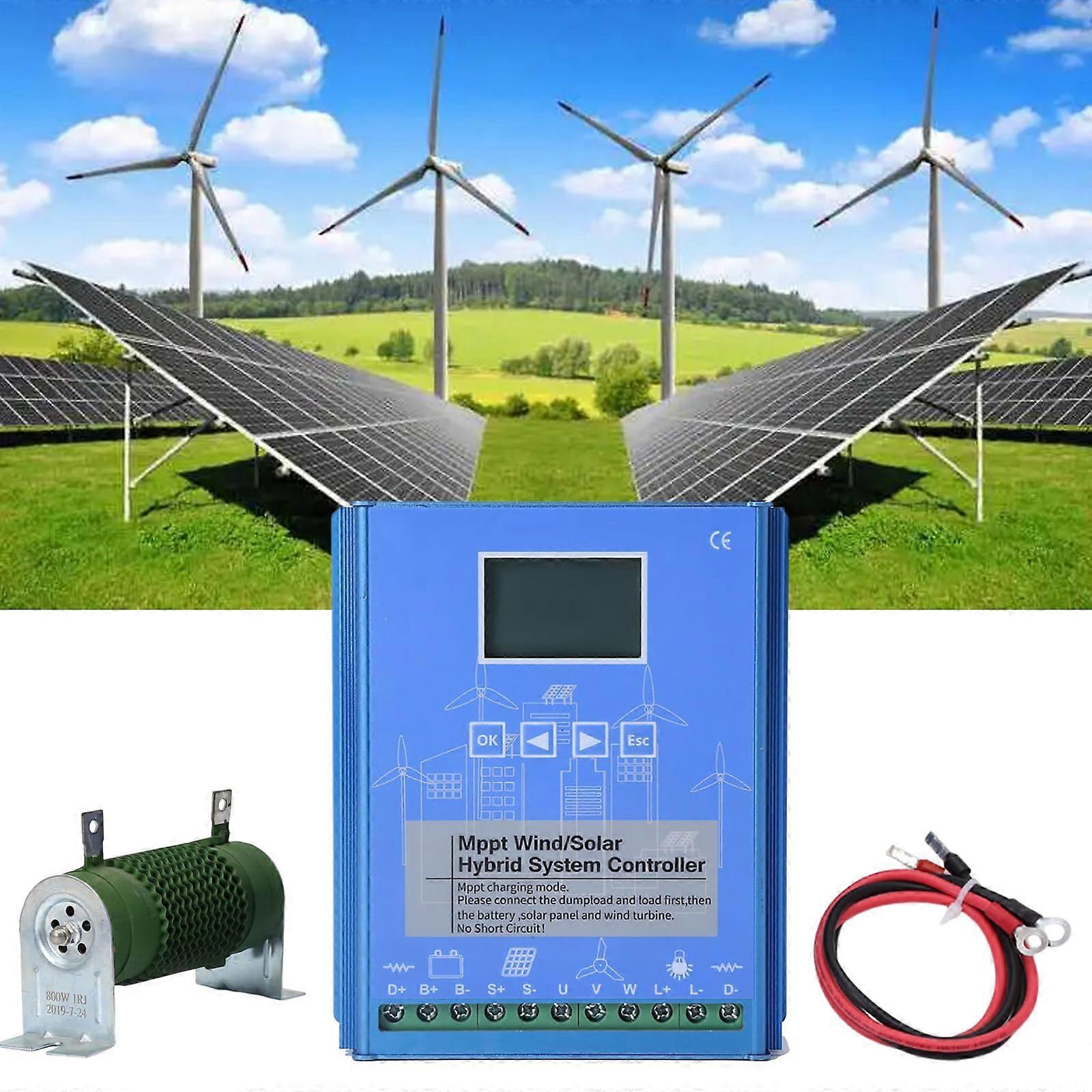 MPPT Solar Charge Controller 2000W Wind Solar Hybrid Boost Regulator 12V 24V 48V with LCD Display