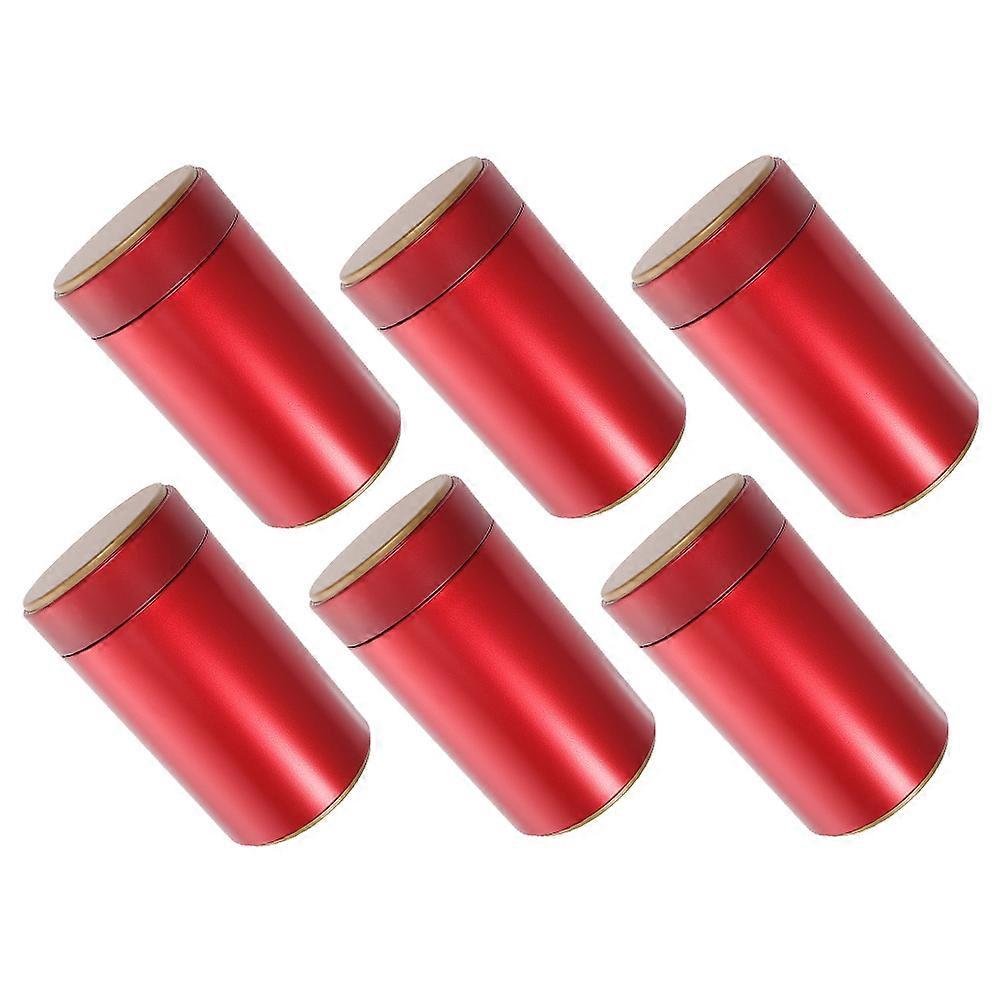 Sealed Tinplate Storage Jars for Coffee Tea Candy 6Pcs Round Containers