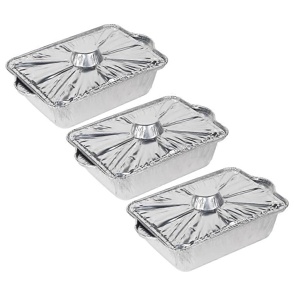 Tinfoil Pots Aluminum Foil Pan for Baking 3Pcs with Lids Rectangle Pans