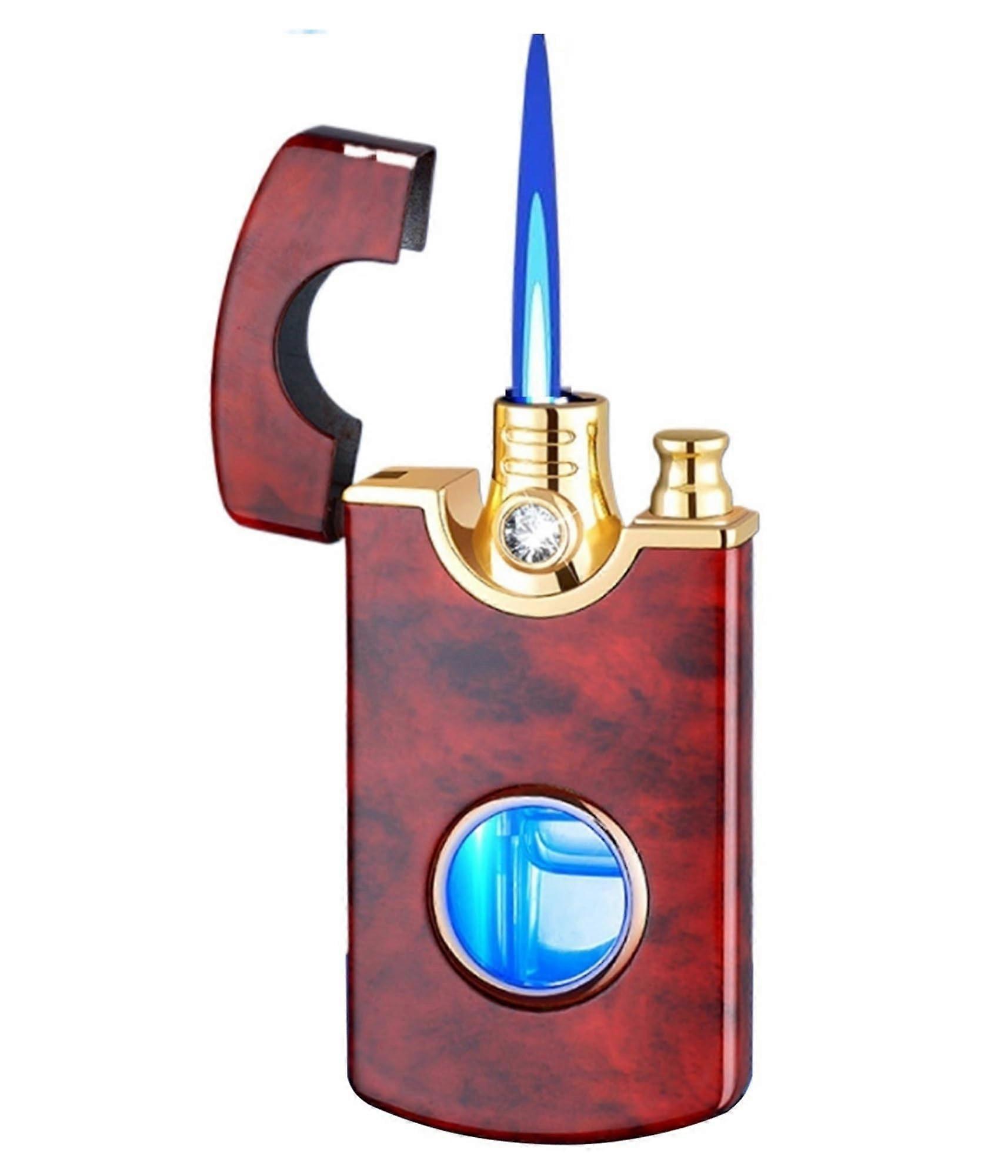 Butane Torch Lighter Windproof Jet Flame with Adjustable Flame and Fuel Window Refillable Red