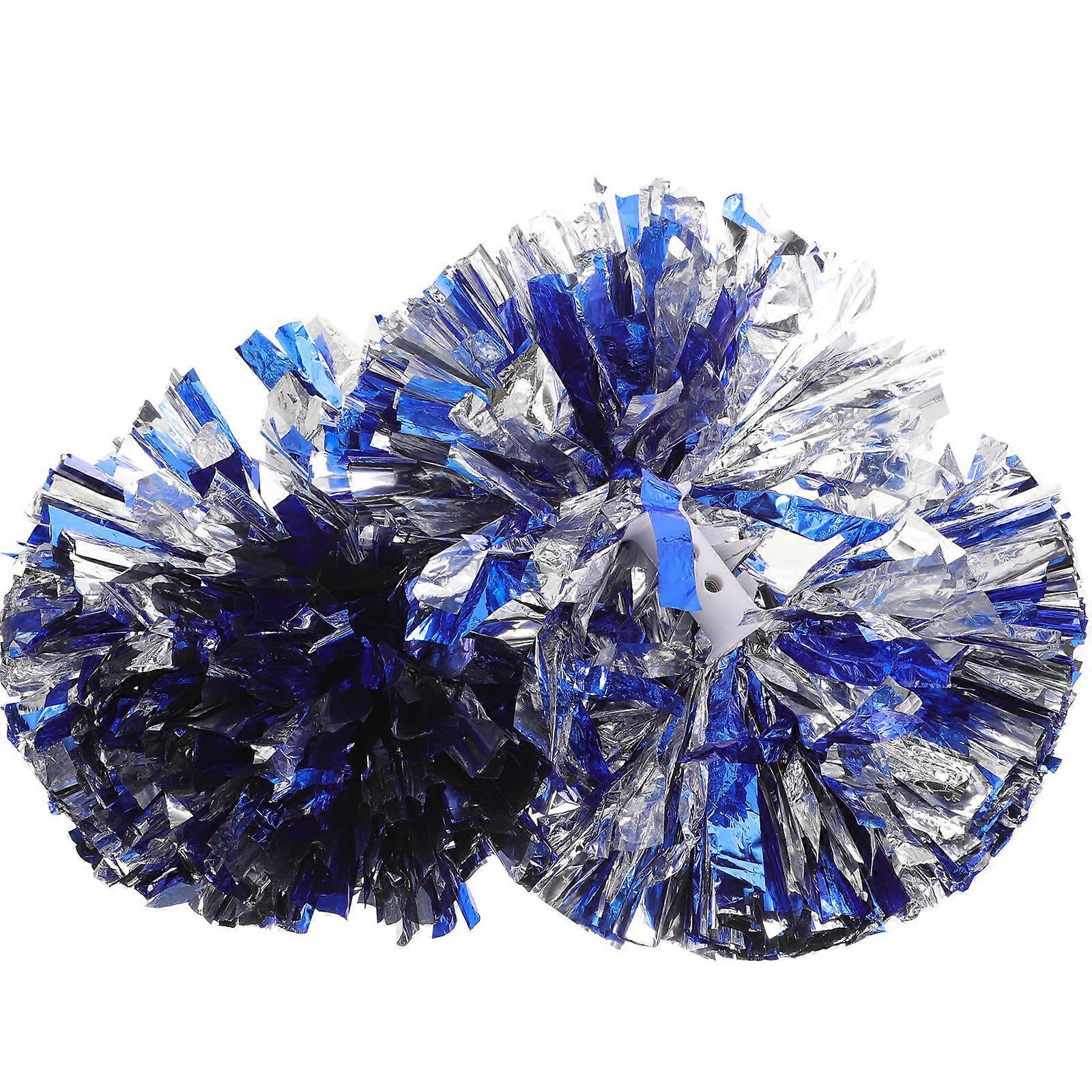Blue Cheerleading Pompoms for Cheering Squad Use 4Pcs Durable PVC Balls