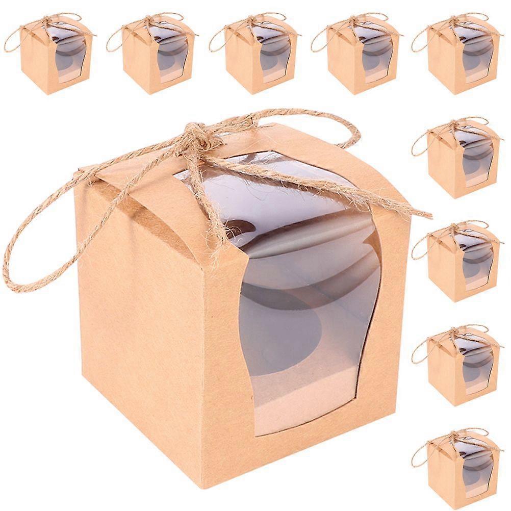 12Pcs  Cake Boxes Paper Bakery Boxes Packaging Boxes Wrapping Cases with Window